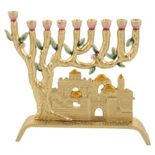 9 Branch Hanukkah Light Luxury Holder Religious Decor for Jewish Holiday Table Candelabra Home