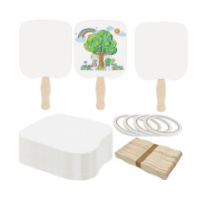 50er-Set Kirchenfächer, 50 Leere Papierfächer Aus Karton mit 50 Gewellten Holzstäben, Papierfächer zum Mitnehmen