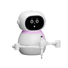 Robot Dessinateur Compagnon Idéal (Version Horloge), Jouet Éducatif Intelligent avec Haut-Parleur et 150 Cartes Roses