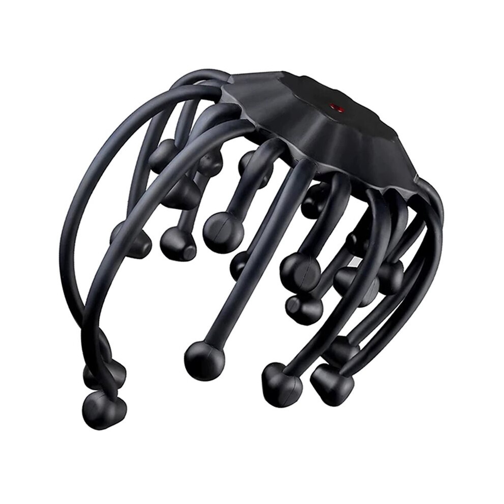 Black Electric Massager Scratcher Music Vibration Octopus Scalp Massage For Better Sleep Decompress Relax