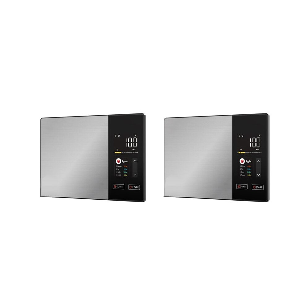 2X Kitchen Scale Stainless Steel Food Calorie Protein Fat Carbs Nutritional Calculator 11LB/5kg Weight for Healthy