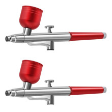 2X Portable Single Action Airbrush 0.3mm Nozzles Spray Airbrush Pen for Model Cake Nail Car Painting Beauty Inkjet-Red