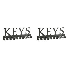 2X Key Holder Wall Mount, Black Key Hanger Wall Decorative Key Rack Organizer Metal Keychain Holder with 10 Key Hooks
