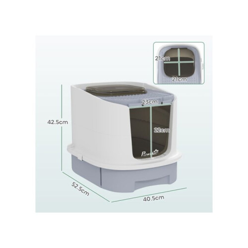 Cat Litter Box with Lid, Scoop, Deodorisation Bags, Top Entry 2