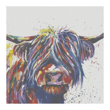 Kit Punto Croce per Adulti, Mucca Colorata Delle Highland, Kit Punto Croce Stampati, Kit Ricamo Timbrato 15.74X15.74 Pollici