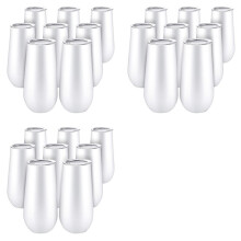 24 Paquets de Gobelet à Vin Flûtes à Champagne Sans Pied, Gobelet à Vin à Double Isolation 6 OZ avec Couvercles, Tasses à Cocktail Blanc