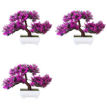 3X Plantas Artificiais Bonsai Pequeno Vaso de Árvore Planta Falsa Flores em Vaso Faux Bonsai para Mesa de Sala de Casa Hotel Jardim Decoração C