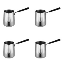 4X Langgriff Wachs Schmelztiegel Kerzenseife Schmilzt Topf Duftendes Wachs Schmilzt Metallkaffeekanne Latte Milchschaumkrug, 350 Ml