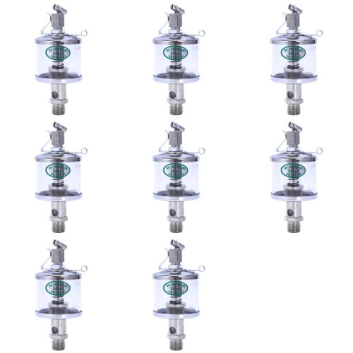 8X 50mL Engine Machine Lubricator Oil Gravity Drip Feed Oiler Clear+Silver