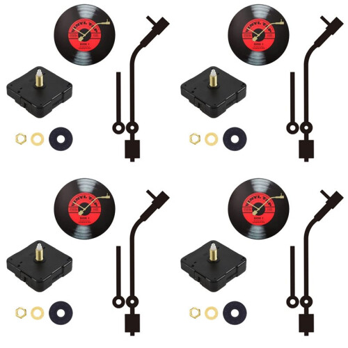 4X DIY Retro Mute Movement Record Wall Clock Movement Acryl Quartz Clock Movement Flower Needle