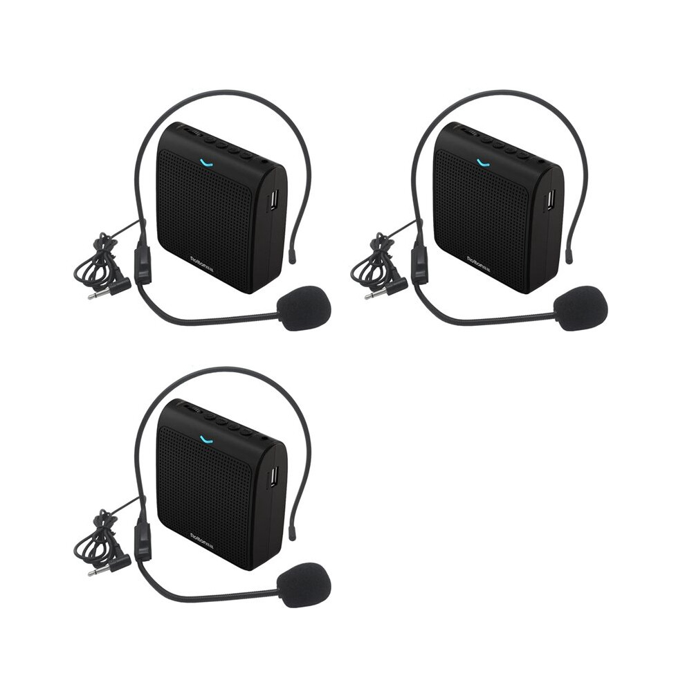 3X Rolton Portable Microphone Loud Speaker Voice Amplifier With Usb Tf Card Fm Radio For Teacher Tour Guide(Black) Black 4713945912913