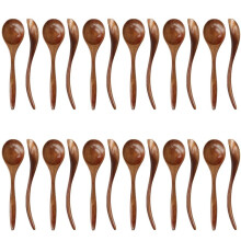 Wooden Spoons for Eating, 24 Pieces Natural Wood Eating Spoon, 7 Inch Eco-Friendly Handmade Teaspoon for Dinner