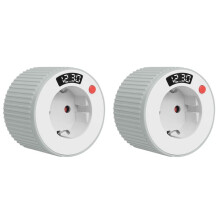 2X Timer Socket, Timer Digital Single  Rotating Countdown Timer 15 Minutes to 24 Hours with LED Digital EU Plug