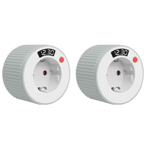 2X Timer Socket, Timer Digital Single  Rotating Countdown Timer 15 Minutes to 24 Hours with LED Digital EU Plug