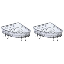 2 Pcs Wall-Mounted Triple-Cornered Storage Rack,Bathroom Shelf with Towel Bar Hooks,Organizer for Bath Household