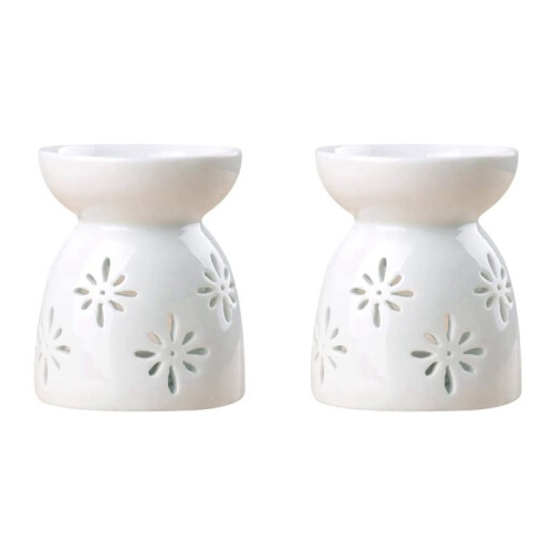 2X Ceramic Diffuser Candle Burner Ceramic Burning Essential Oils Diffusers Aromatic Lamp -Flower