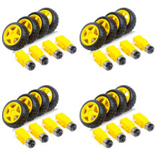16PCS  Electric Motor + Plastic TT Motor Tire Wheel Dual Shaft Gear Motor TT Gearbox Engine for   Car