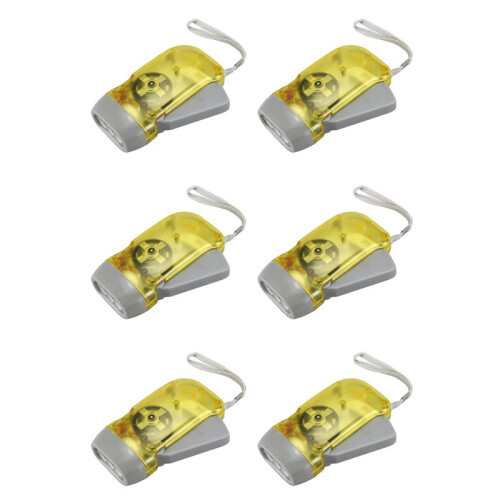 6X 3 LED Dynamo Wind  Flashlight Torch Light Hand Press Crank NR Camping