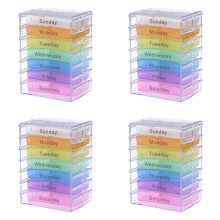 4X Medicine Weekly Storage Pill 7 Day Tablet Sorter Box Container Case Organizer