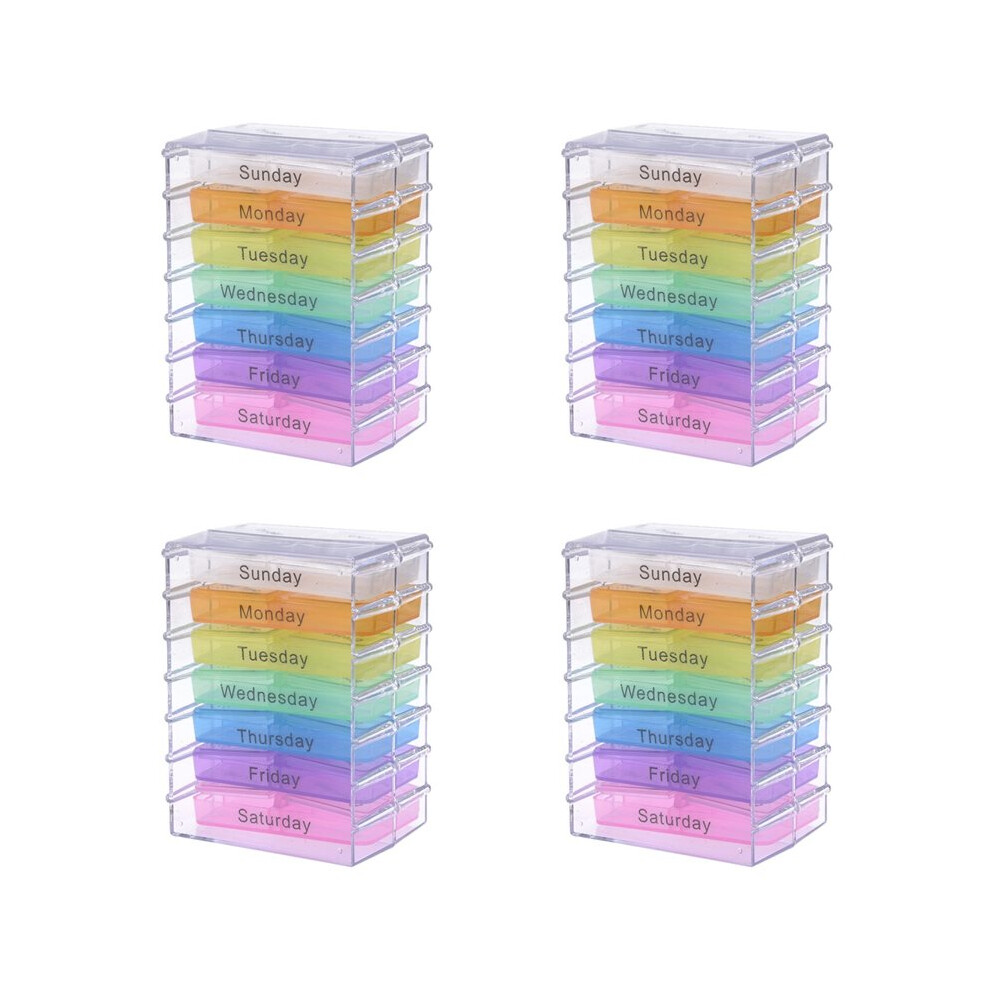 Tlily 4X Medicine Weekly Storage Pill 7 Day Tablet Sorter Box Container Case Organizer