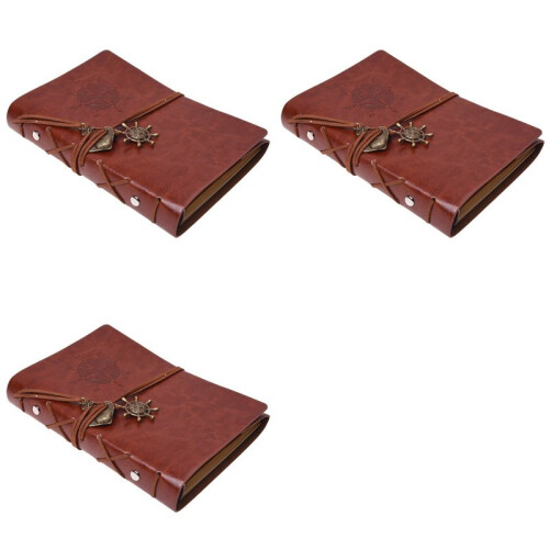 3X Retro Personality Notebooks Journal Notepads Ring Binder Diary Notebook Light Brown S
