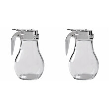 2X Syrup Dispenser, No Drip Glass Syrup Bottle for Maple Syrup, Honey Dispenser, Dishwasher Safe Glass Syrup Container