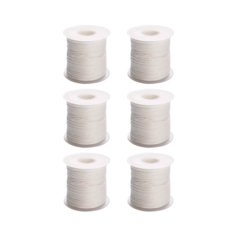 6 Roll 200Feet/61Meter Candle Wick Cotton Candle Woven Wick For Diy Candle Making Material Smokeless Wax Core White 6032096113740