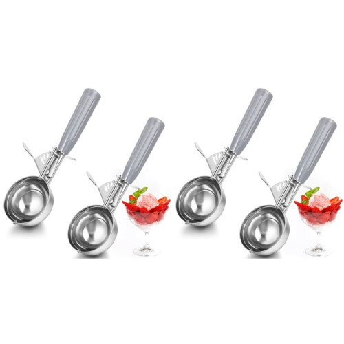 4Pcs 4oz Release Cookie Scoops Ice Cream Scooper with Trigger Release Portion Scoop Stainless Steel for Portion Control 1