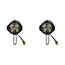 2X Ebike LED Headlight Accessories 36V 48V Lamp 3pin Built-in Horn Front Light 4 LED Bulbs