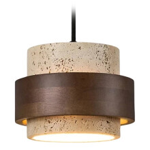 Pendant Lamp Bedroom Beside Chandelier Small Stone Light Wood Walnut Color Hanging Lighting Fixture Retro Bar Restaurant