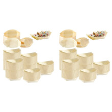 1000 Pcs Disposable Wood Boat Plates Dishes 4 Inches Bamboo Plates Sushi Boat Disposable Bamboo Leaf Dish Serving Tray