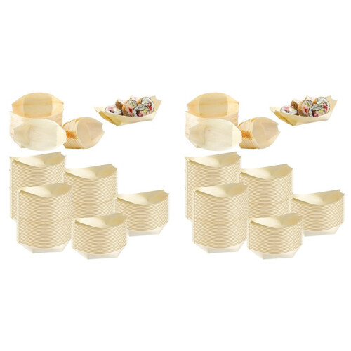 1000 Platos Desechables de Madera con Forma de , de Bambú de 4 Pulgadas, para Sushi, de Hojas de Bambú.