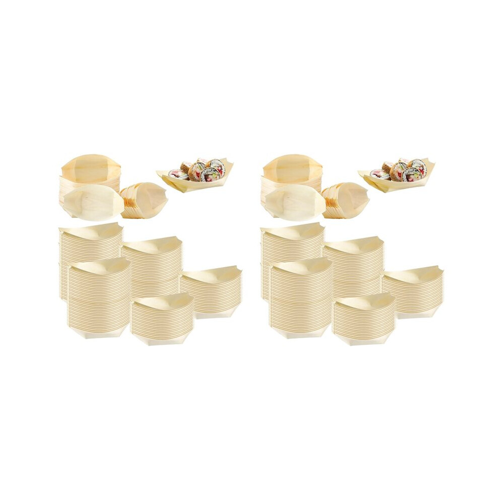 1000 Pcs Disposable Wood Boat Plates Dishes 4 Inches Bamboo Plates Sushi Boat Disposable Bamboo Leaf Dish Serving Tray 6033198776277