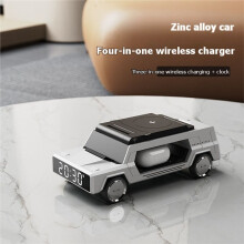 Wireless Car Charger with Clock Fast Charging Dock for IWatch AirPods Zinc Alloy Dashboard Stand A