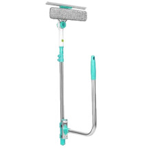 UShaped Telescopic Window Cleaner with 180 Rotatable Head and Streak Microfiber Pad