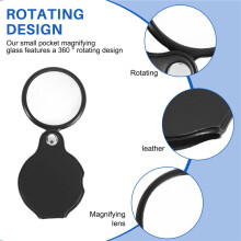 Folding Fold Away Pocket Magnifying Glass Magnifier Lens 3X Magnification Folding Leather Case Magnifying Glass