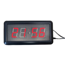 EU Plug LED Countdown Stopwatch Digital Wall Clock with Button Remote Control, Reset to Race Timer 6CM Small Button