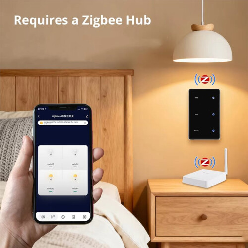 Tuya Zigbee DIY Name  US Black Touch Panel  Display Screen Light  Work with  Life App 3 Gang 1