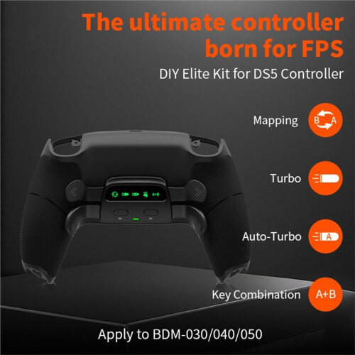 DIY Four-Back Button Clip Anti-Slip Soft Rubber Back Shell Rear Button Paddle Modification Parts for PS5 Black