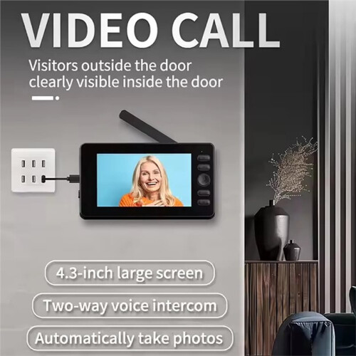 Wireless Video Doorbell Night Vision 4.3in LPS Screen Waterproof Visual Doorbell Camera Home Security Two-Way Intercom 2