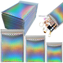 100 Pack Holographic Bubble Mailers with Self Seal Closure, MultiSize Padded Envelopes for