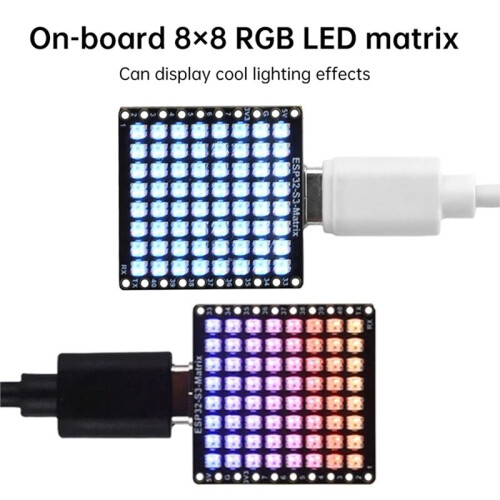 2PCS ESP32-S3-Matrix Development Board Onboard 8x8 RGB LED Matrix QMI8658C Attitude Sensor WIFI  Type-C 2