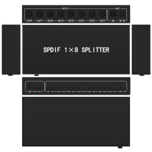 Optical Audio Splitter,1 in 8 Out Fiber Optic Digital Toslink S/PDIF Splitter for Home Theater,Speakers, EU Plug