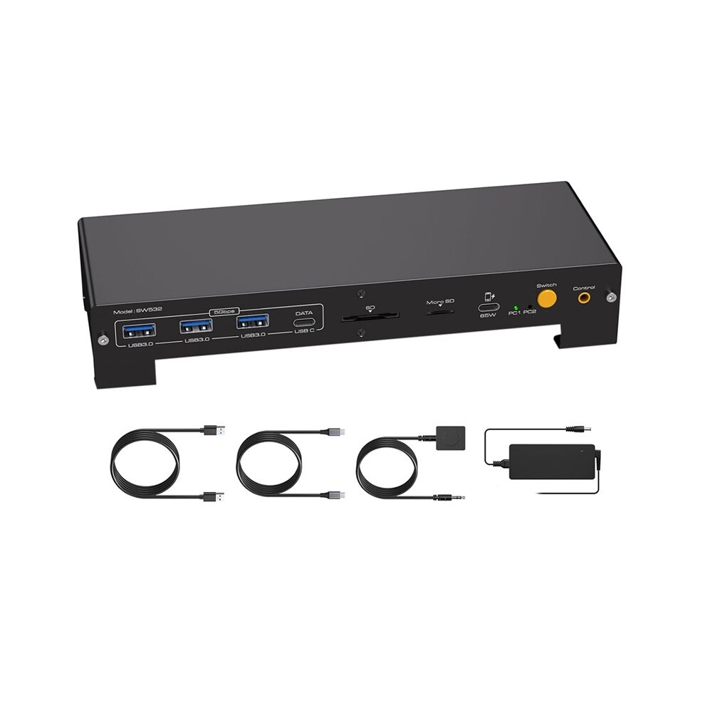 Photos - KVM Switch KVM 3 Monitors 2 Computers , 4K@60Hz -Compatible USB C ,4K@120Hz ,Support 100W PD Charging EU