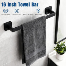7-Piece Matte Black Bathroom Accessories Hardware Set, 4 Towel Hooks, Wall Mounted for Bathroom, Kitchen, Hotel