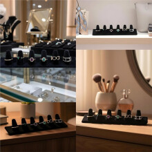 6 Stück Schwarzer Samt-Ringhalter für 6 Finger Zur Schmuckaufbewahrung