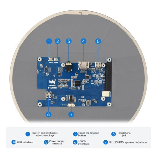 7inch Round Touch Display 1080x1080 IPS LCD for Raspberry Pi for Enhanced Learning and Education 2