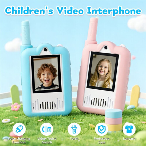 Walkie-Talkie Infantil com Vídeo, Desenho Animado, Intercomunicador, Tela HD de 2 Polegadas, Chamada com um Clique, Brinquedo para Pais e Filhos, 2