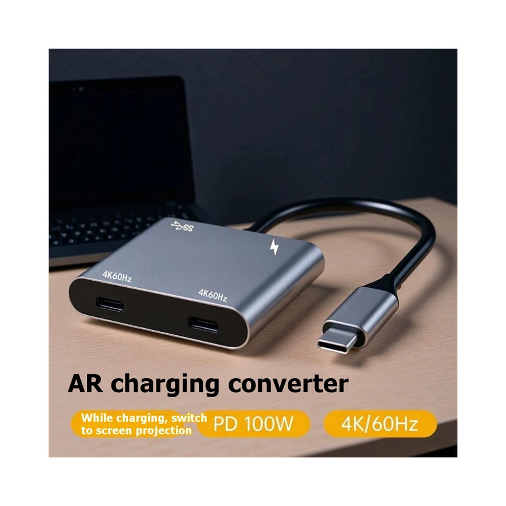 4K60hz Dual Usb C To C Converter Type C Ar Glasses Adapter Pd100w Power Conversion Usb3.0 Charging Adapter 4711628387430