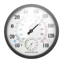 10 inch Indoor Outdoor Weather Thermometer/Hygrometer for Patio, Wall Decorative, No Battery Needed